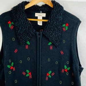 Bechamel Women's Sweater Vest Christmas Holly 2XL